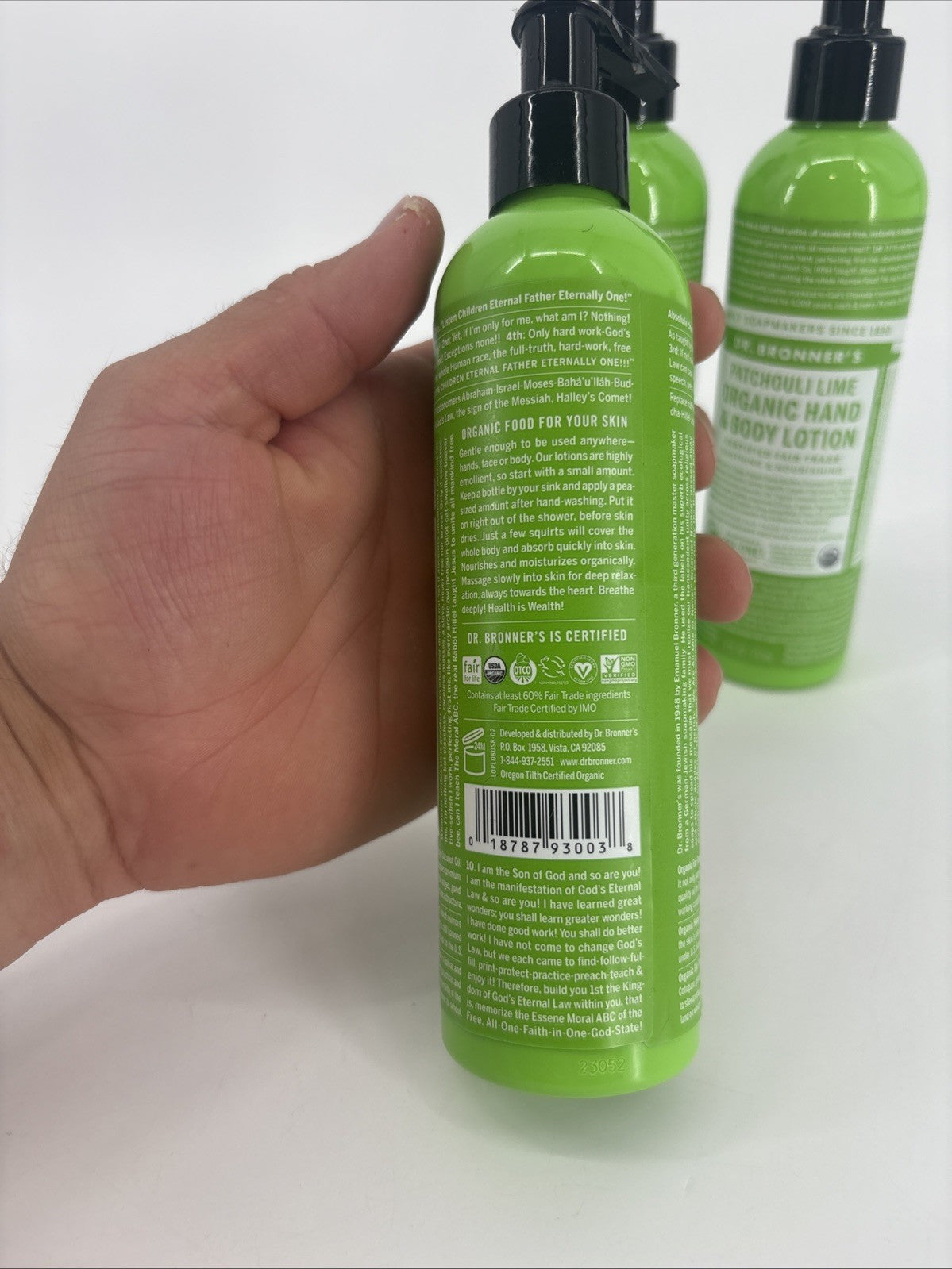 Dr. Bronner's Organic Hand & Body Lotion Patchouli Lime 8oz - 3 Pack