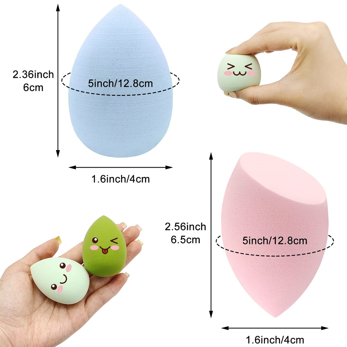 Makeup Sponge Set - Blender for Foundation, Liquid & Powder Makeup, 12 Colors