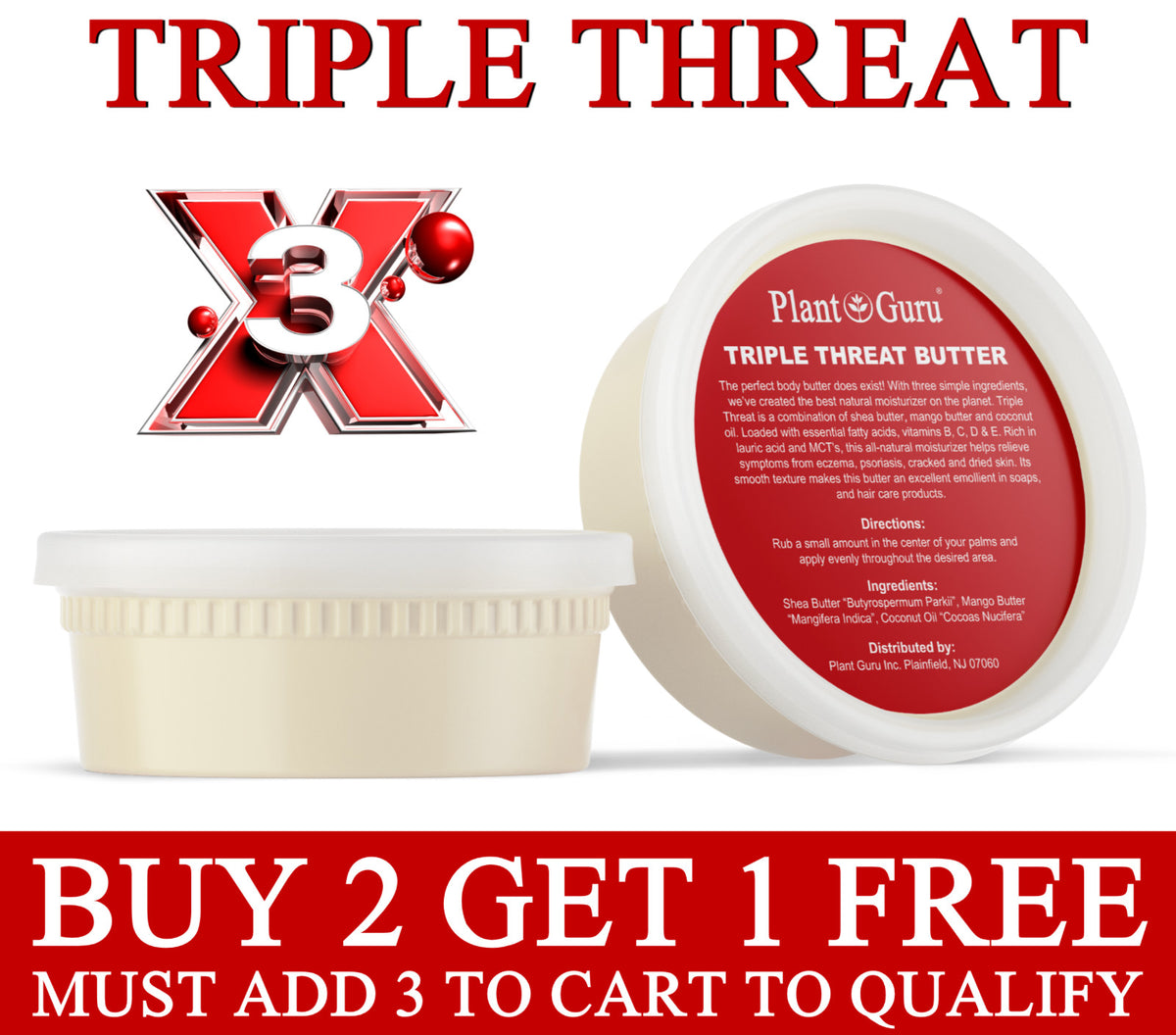 Triple Threat Body Butter - Shea, Mango & Coconut, 8 oz