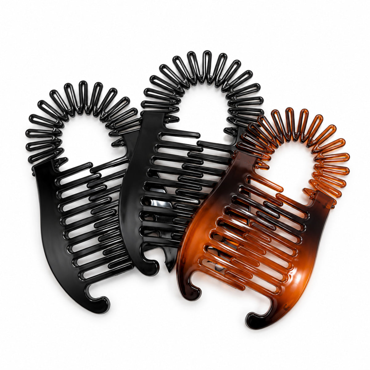 Women’s Colorful Elongated Plastic Banana Clips Hair Comb Set - 3 Pack