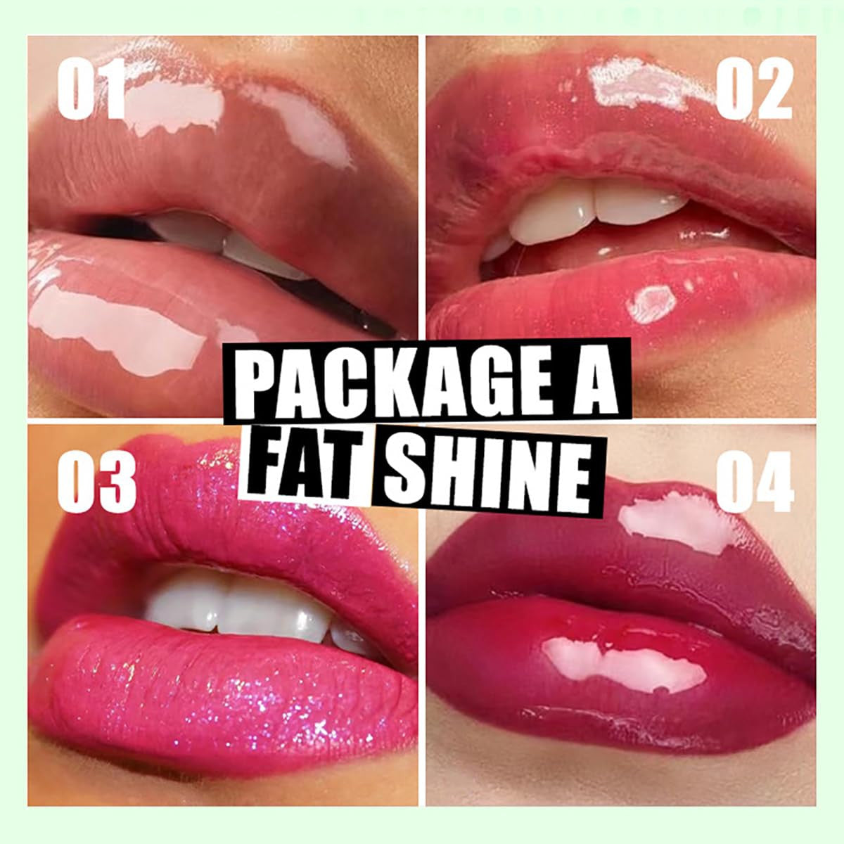 Lip Oil Kit - 4 Color Hydrating Lip Glaze with Large Brush Head