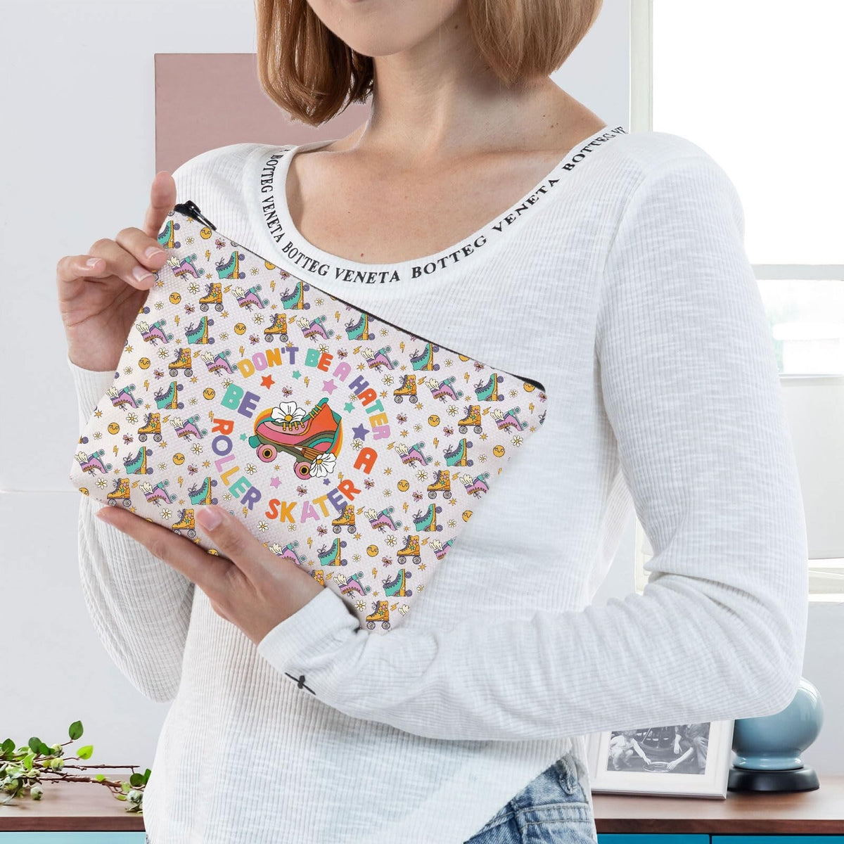 Be A Roller Skater Cosmetic Bag – Canvas Makeup Bag for Roller Skating Lovers