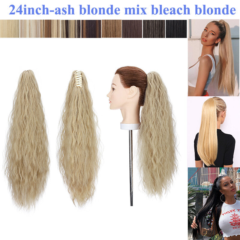 Thick Ponytail Hair Extension with Claw Clip - Wavy Curly Synthetic Hair