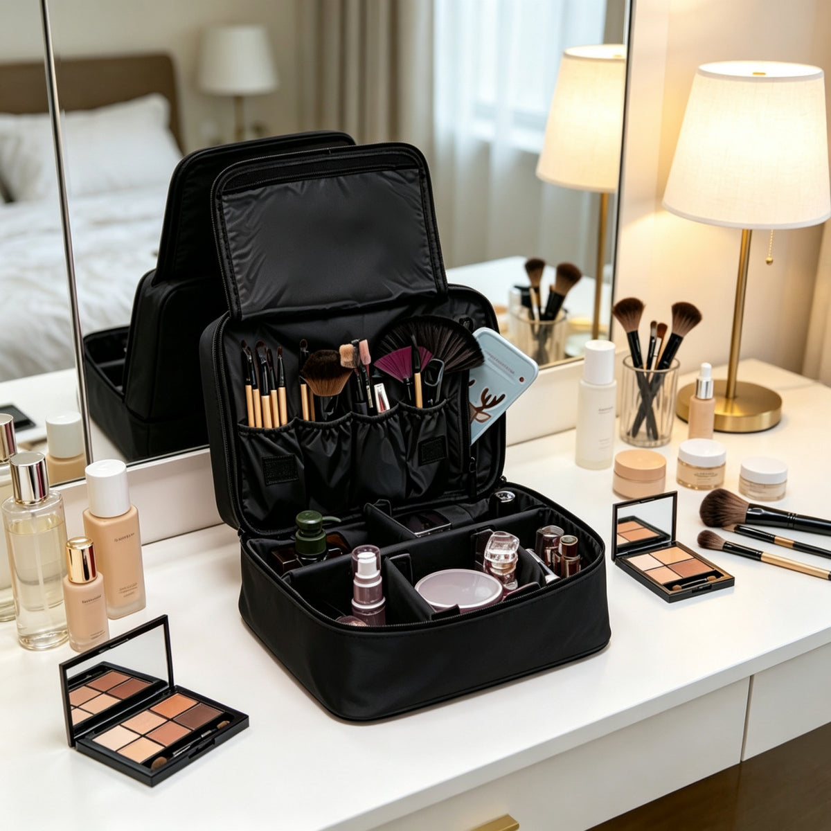 Large Waterproof Makeup Bag Organizer Portable Cosmetic Case