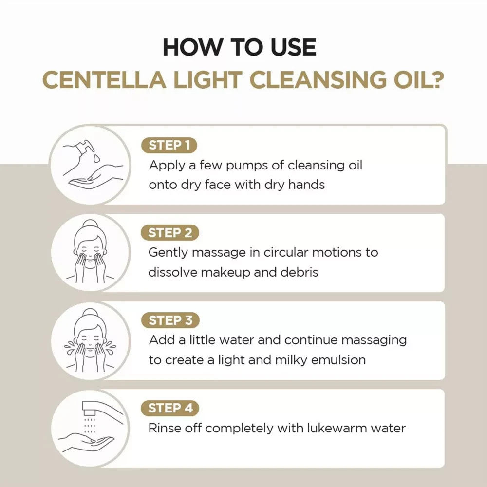 Gentle Centella Facial Cleansing Oil Set with Plant Oils & Reusable Cotton Pads
