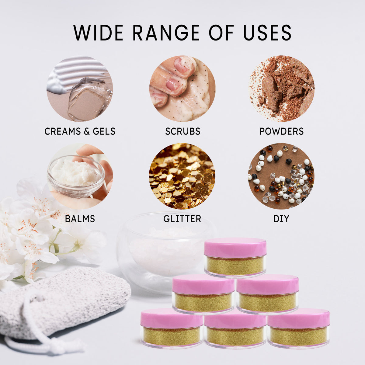 600 Pcs 10G Clear Plastic Cosmetic Sample Jars with Pink Lids - Reusable Makeup & Skincare Containers