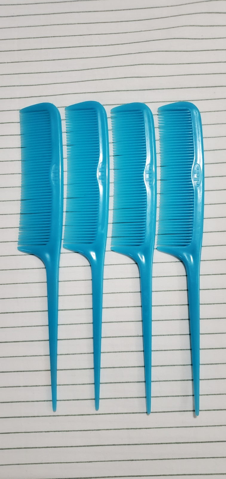 Vintage Blue Tip Top Unbreakable Hair Combs Set of 4 - 8 Inch Rat Tail Styling Tool