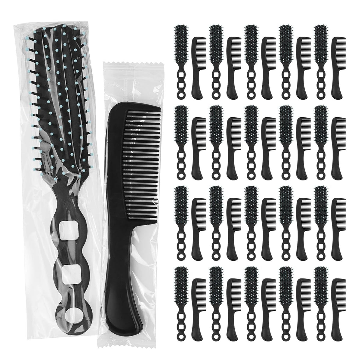 Bulk Hair Brush and Comb Set - 100 Pcs for Homeless Care, Travel & Donations