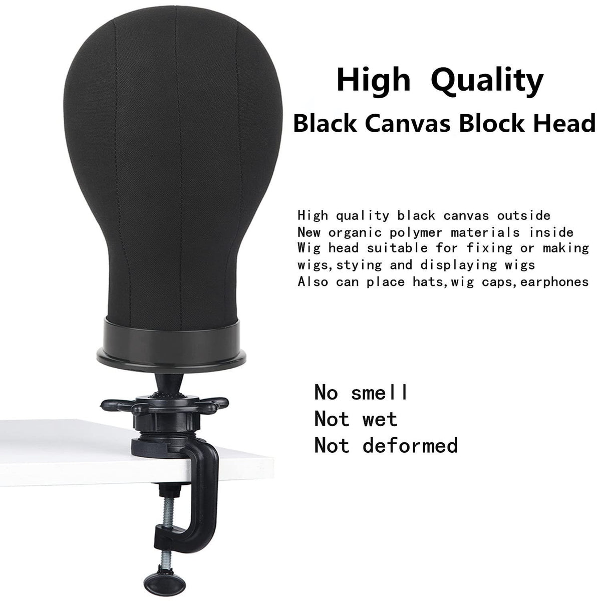 21-Inch Canvas Wig Head with Stand for Styling and Display