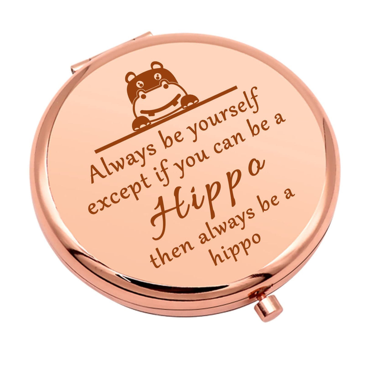 Hippo Theme Compact Makeup Mirror - Folding Travel Mirror for Women & Girls