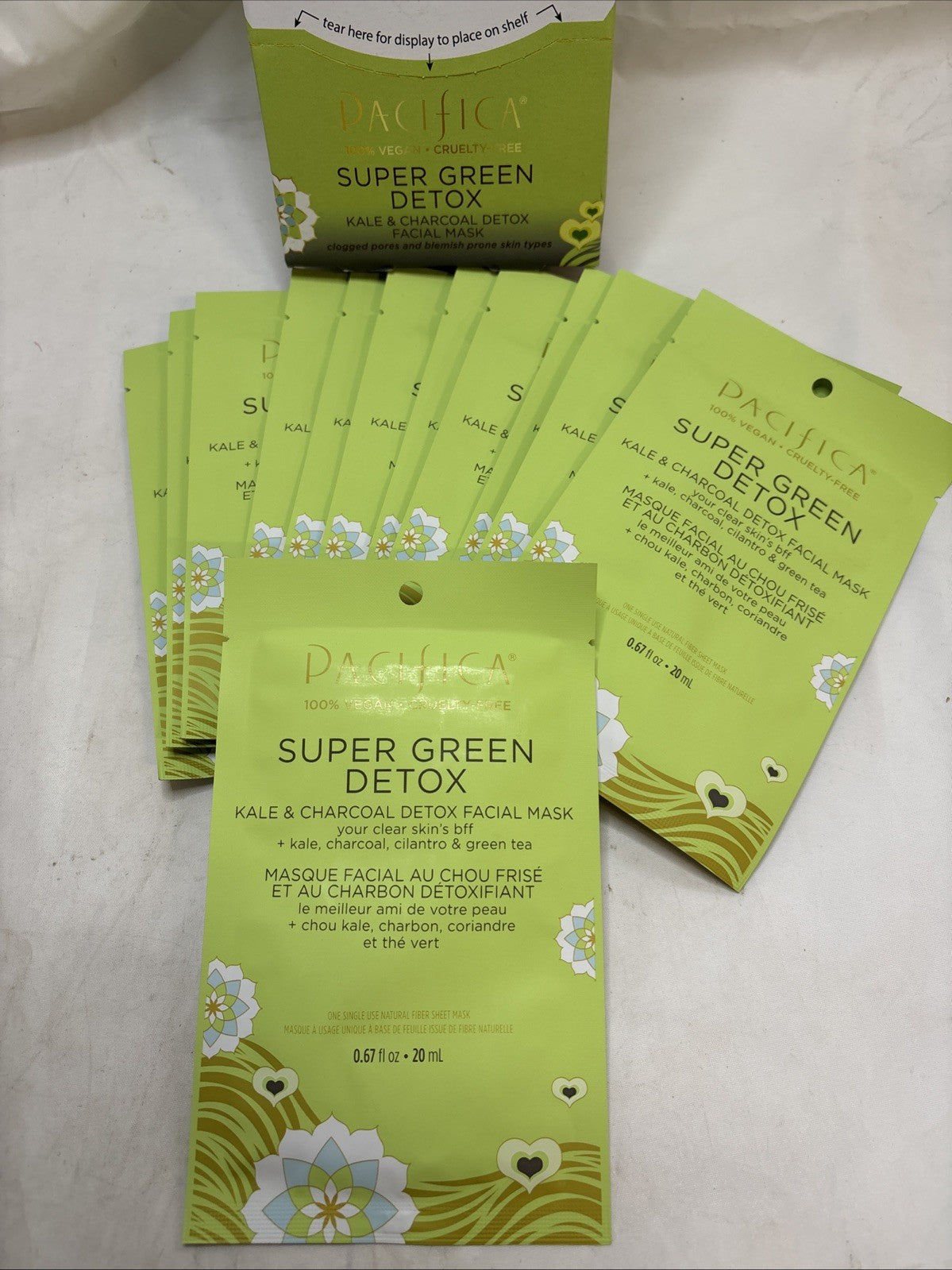 Pacifica Super Green Detox Kale & Charcoal Sheet Masks - Pack of 12
