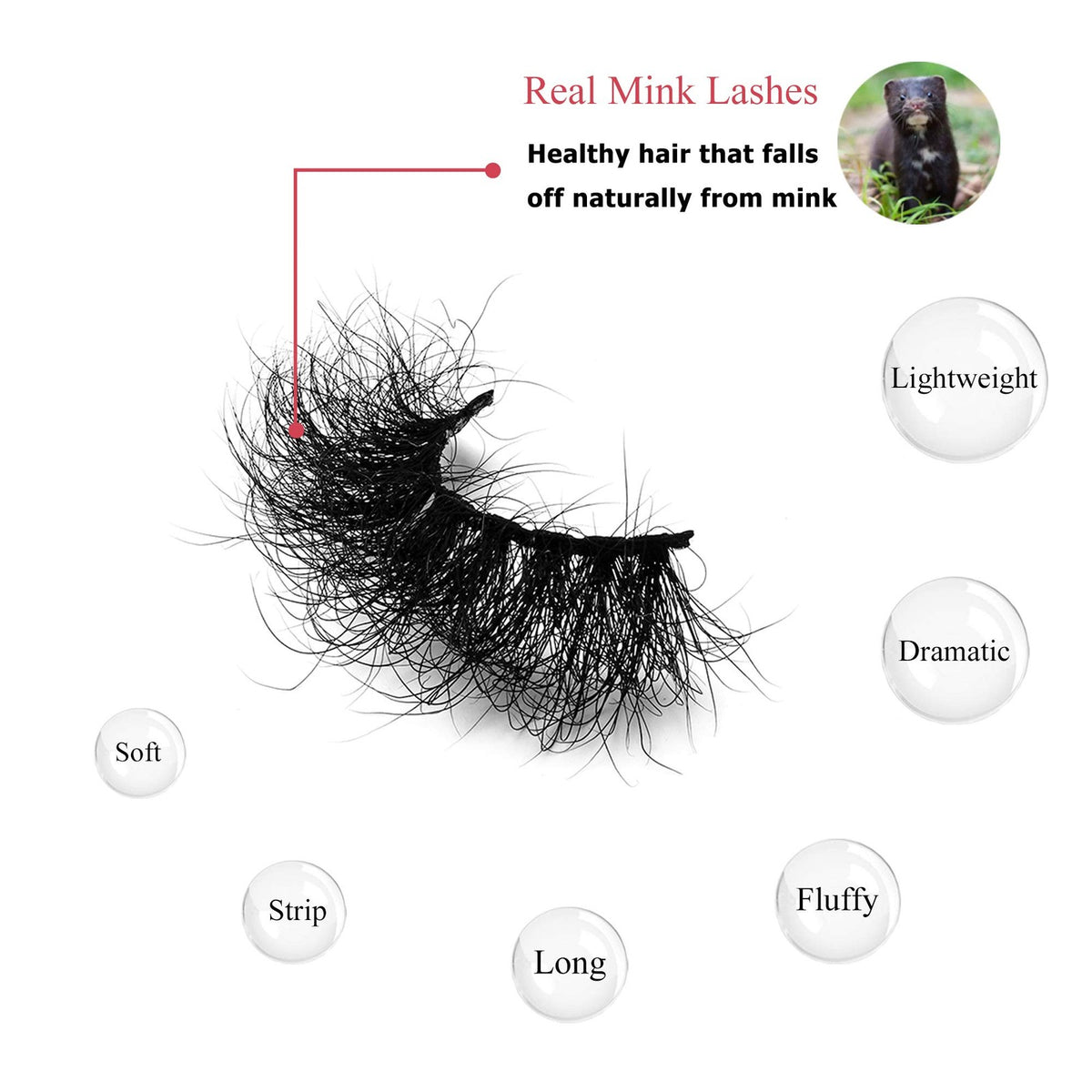 Dramatic 25mm Fluffy Mink False Eyelashes - Natural, Reusable, Hand Made
