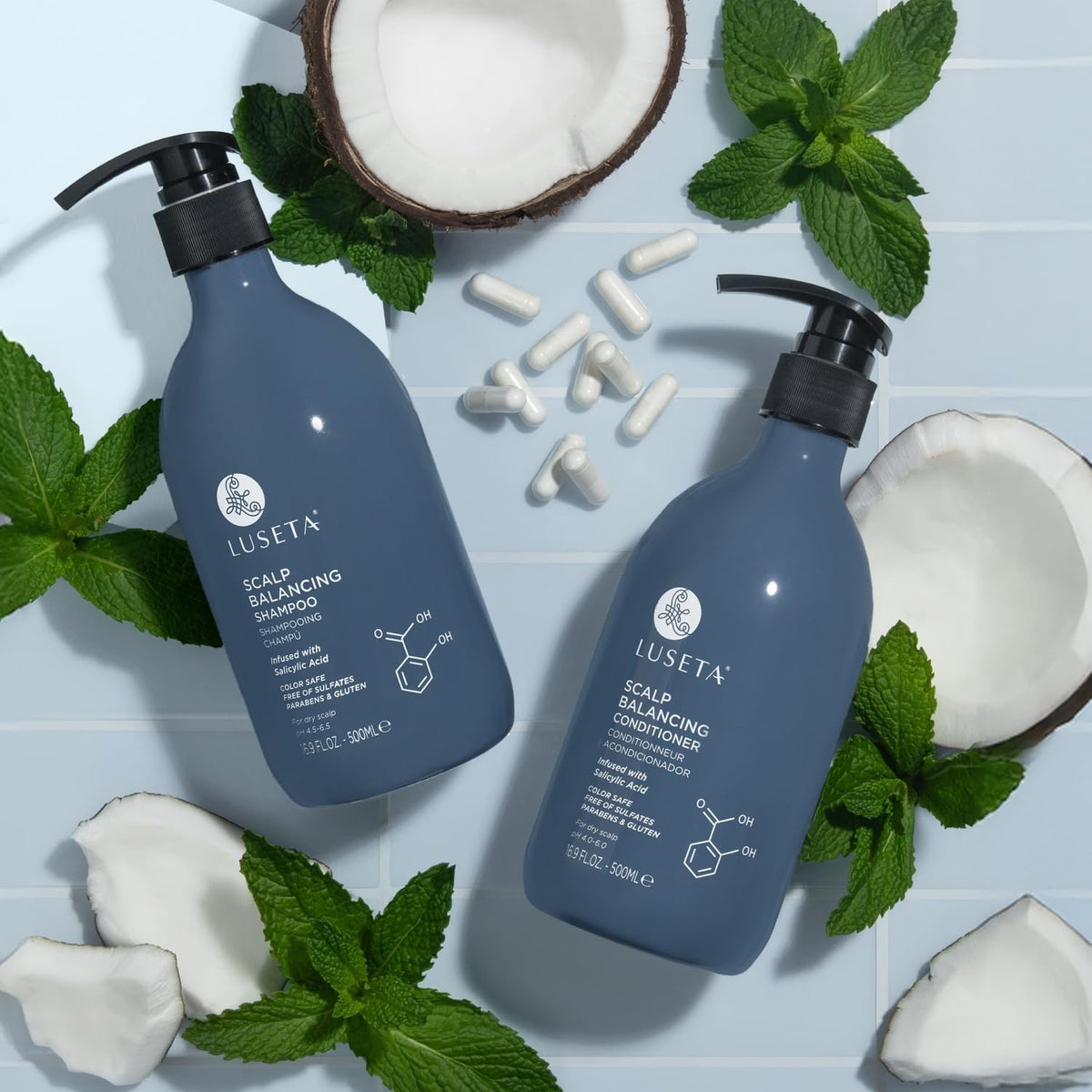 Salicylic Acid Dandruff Control Shampoo & Conditioner Set - Sulfate-Free, Tea Tree & Argan Oil