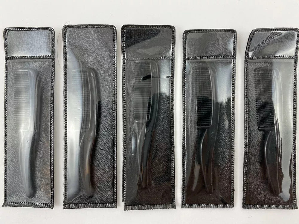 Mini Travel Mustache & Eyebrow Comb Set of 5 with Storage Pouch