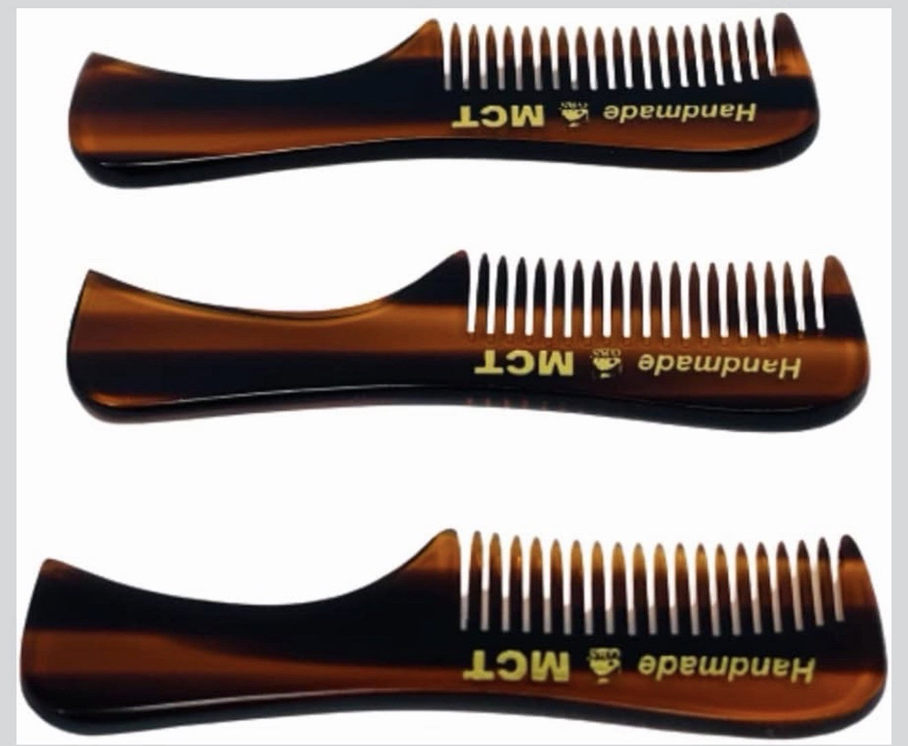 Men's Travel Mini Tortoise Shell Mustache Beard Eyebrow Comb Set - 3 Pack