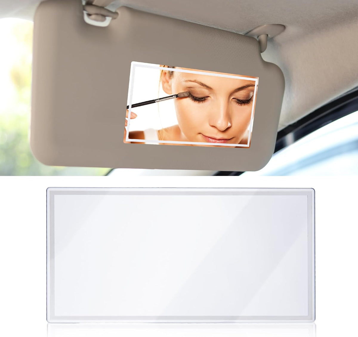 Portable Auto Mirror 15x8cm Adhesive Stainless Steel for Car SUV Makeup