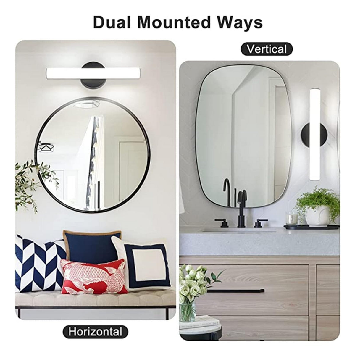 2 Pack LED Bathroom Vanity Light Fixtures 17.3 Inch Dimmable Wall Lamps