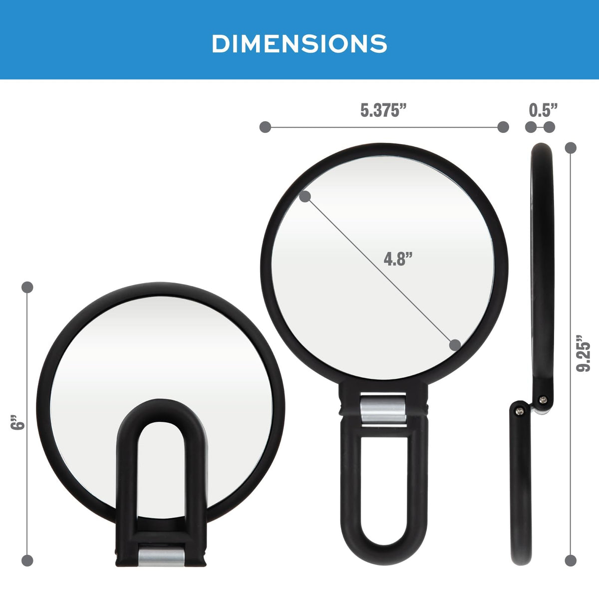 Magnifying Handheld Mirror 1X/15X with Folding Travel Design