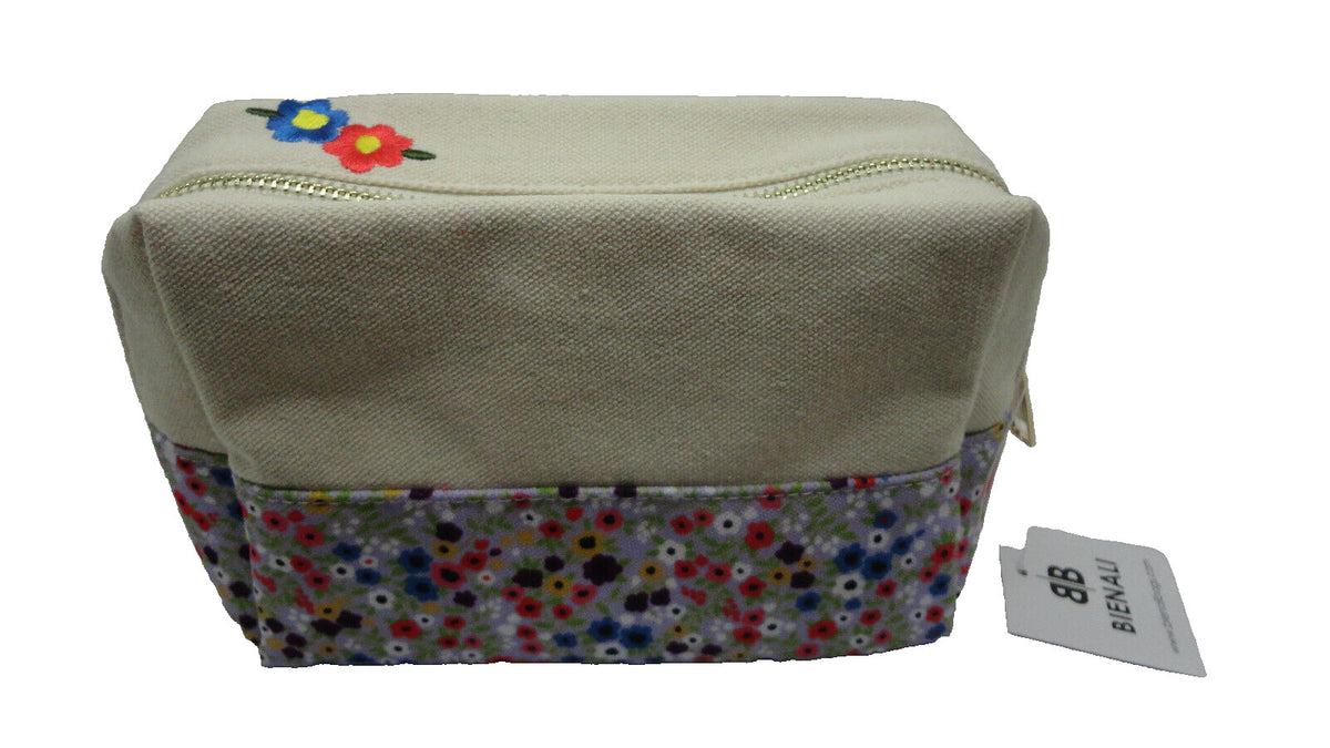 Small Canvas Makeup Pouch Daisy Floral Cosmetic Bag Travel Storage