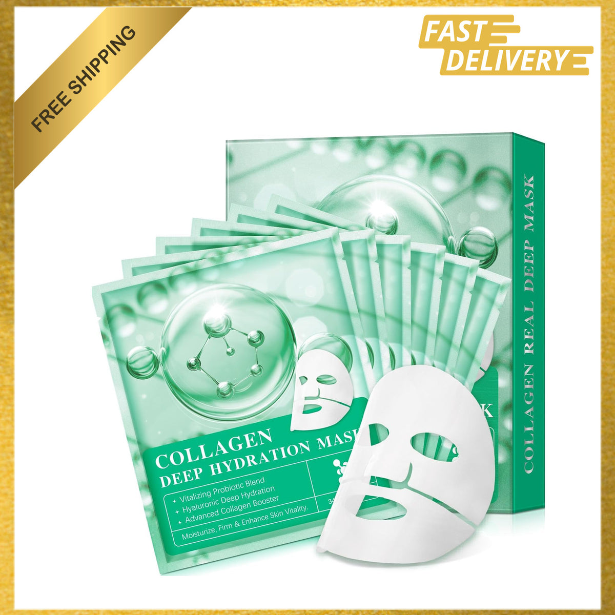 Hydrating Collagen Face Mask Set for Firming & Pore Minimizing - 6 Pack