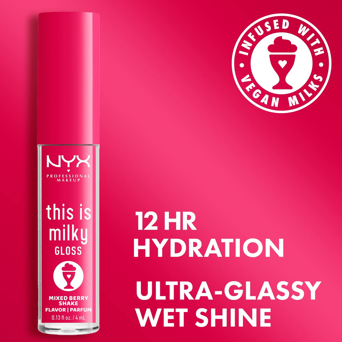 Hydrating Lip Gloss with Milkshake Flavors - 12 Hour Shine & Moisture