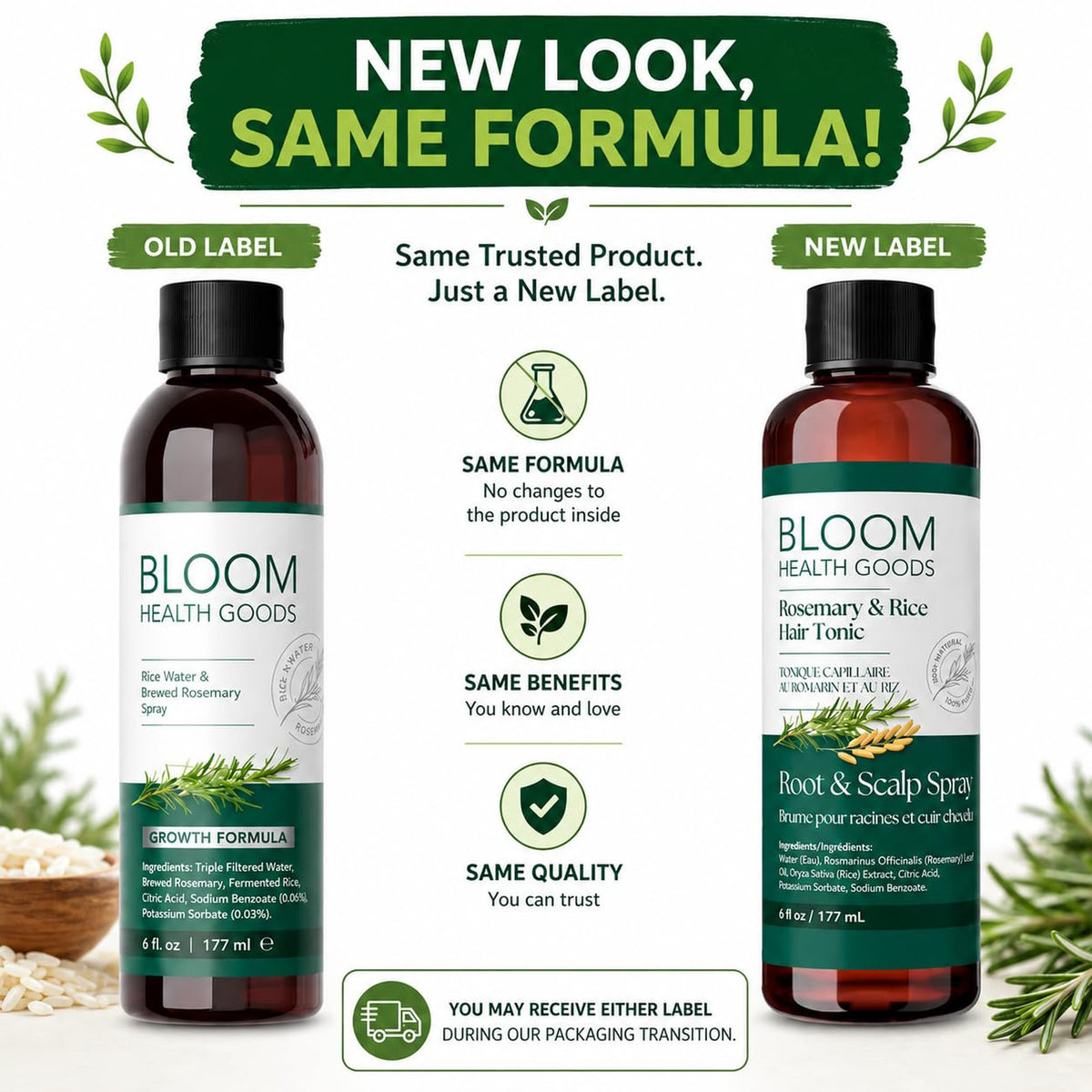 Homegrown Rosemary and Rice Water Spray for Hair Growth Care Natural