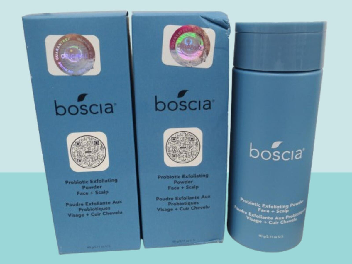 BOSCIA PROBIOTIC EXFOLIATING POWDER FACE + SCALP 2.11 OZ BOXED LOT OF