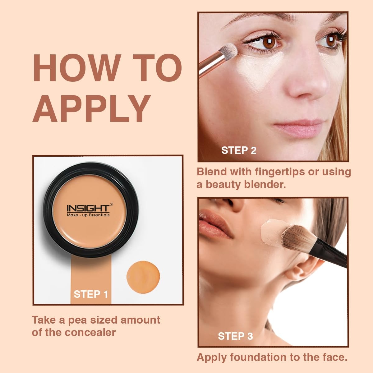 Waterproof Concealer Beige Long Lasting Buildable Face Makeup 3.5g