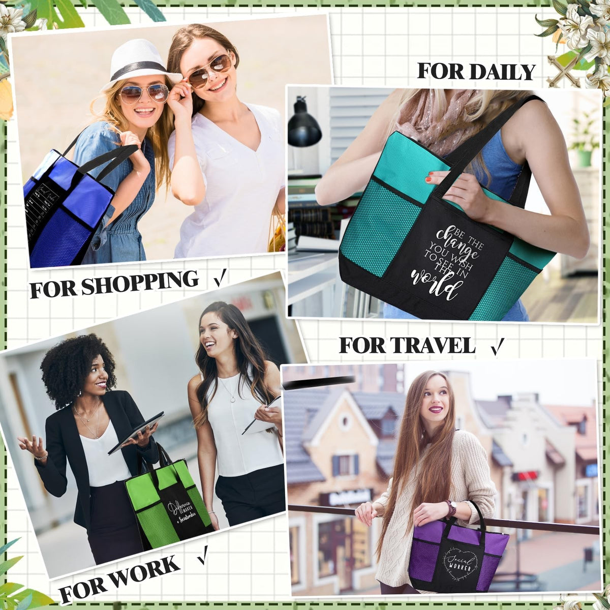 Social Worker Appreciation Gifts Tote Bag Bulk - Inspirational Oxford Cloth Bag Set