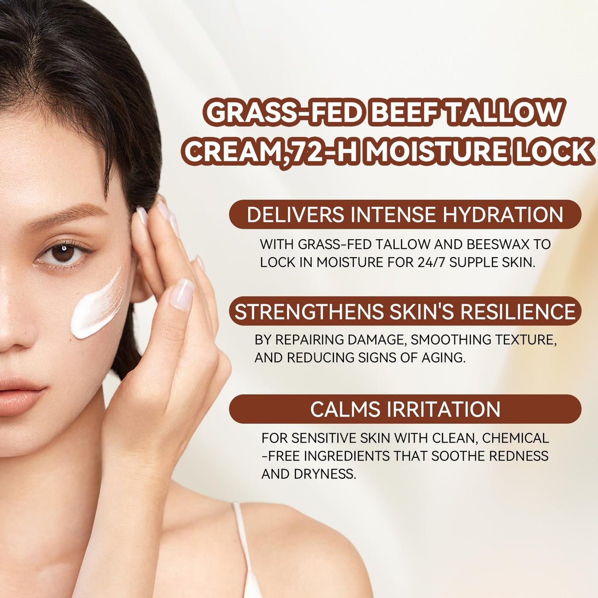 Organic Beef Tallow for Skin - Whipped Hydrating Face & Body Moisturizer
