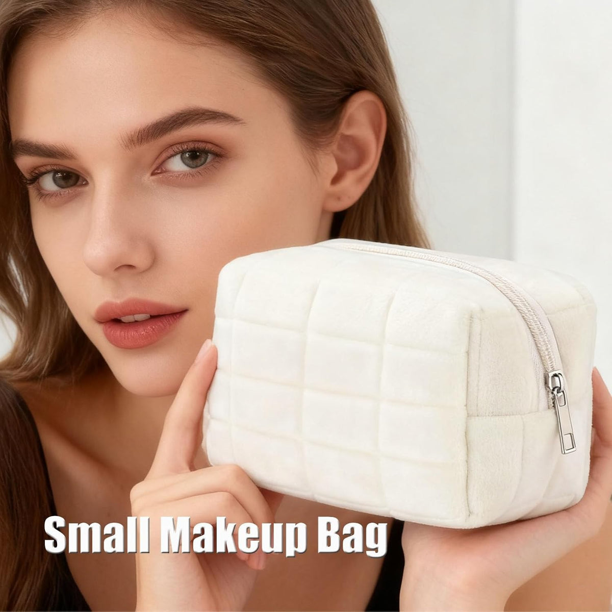 Small Checkered Cosmetic Bag - Y2K Makeup Purse & Travel Organizer