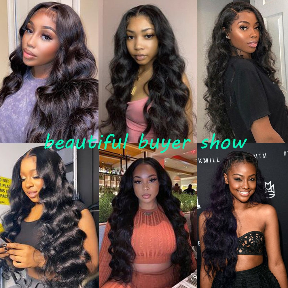 Synthetic Lace Front Wig 13x4 Wavy Long Natural Hair Look - Black