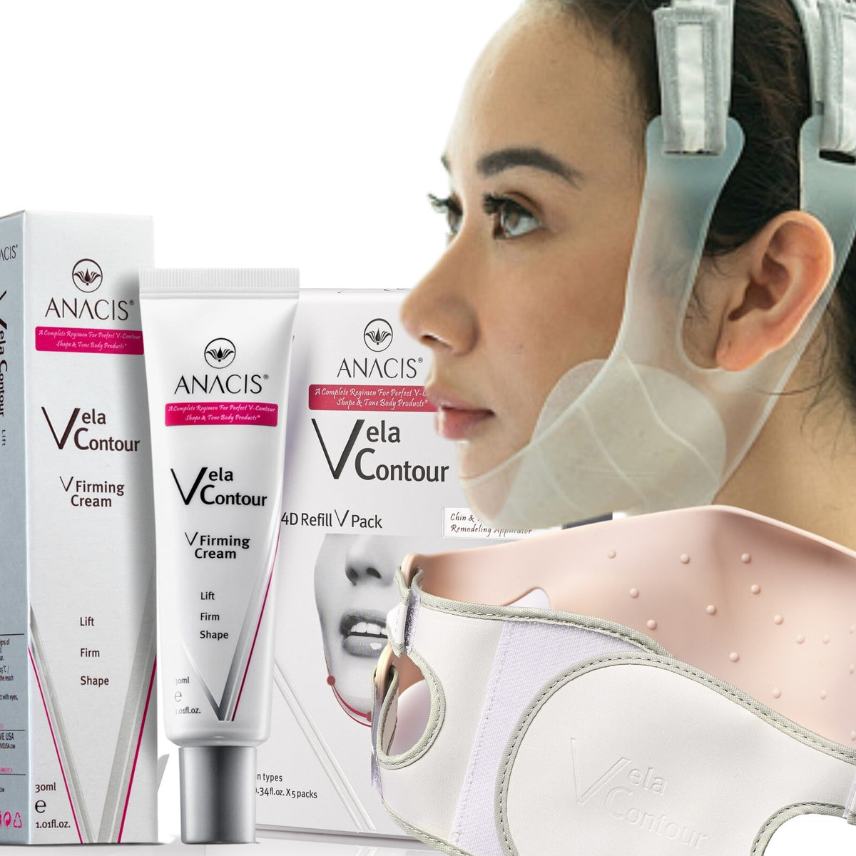 Anti-Wrinkle Face Shape Lift Mask & Chin Reducer Belt Set for Slimming & Contouring