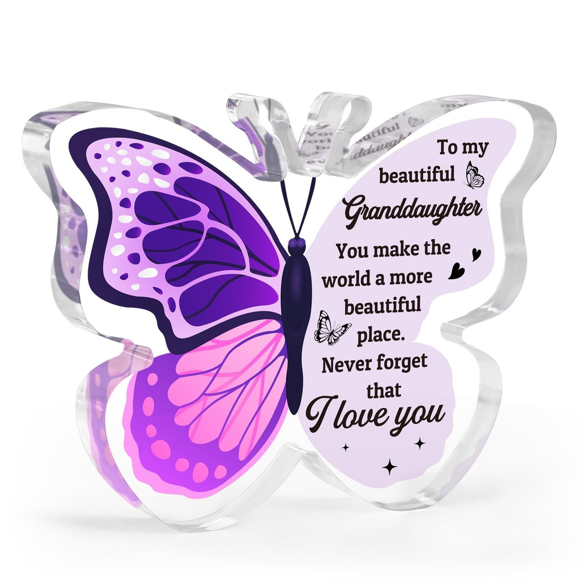 Butterfly-Shaped Acrylic Plaque Gift for Granddaughter - Home Decor & Paperweight