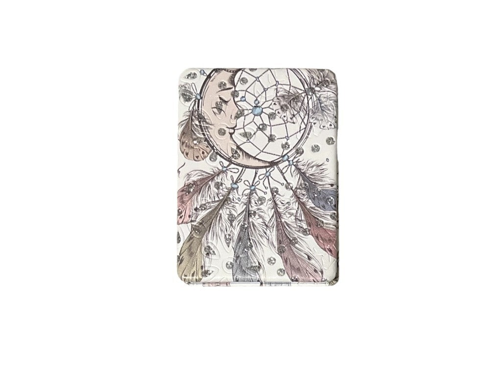 Dreamcatcher Compact Mirror with Crystal Stones - Double Sided Makeup Mirror