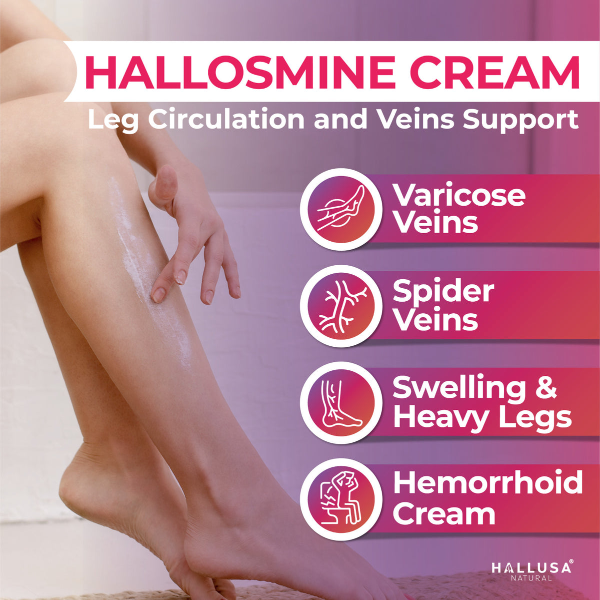 Vein Support Cream & Diosmin Bundle - 2-Pack 4 oz + 60 Capsules