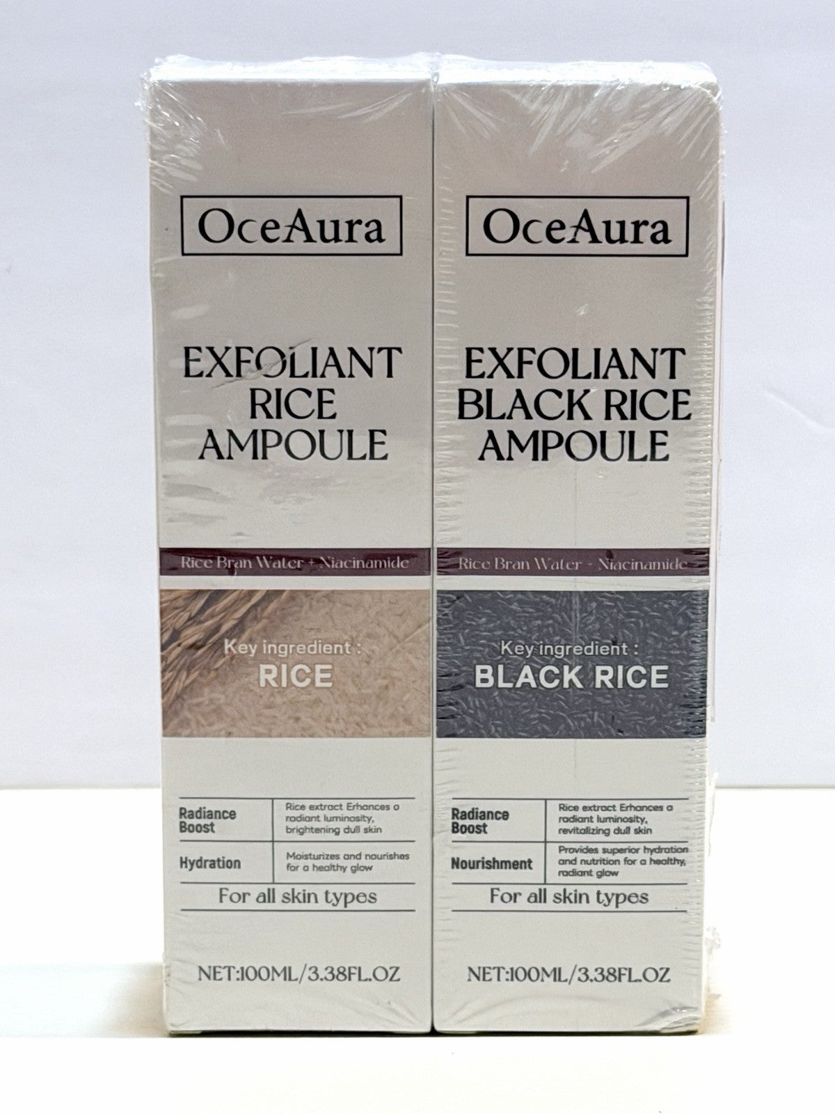 OceAura 2 Pack Exfoliant Black Rice Ampoule & 3.38oz Each