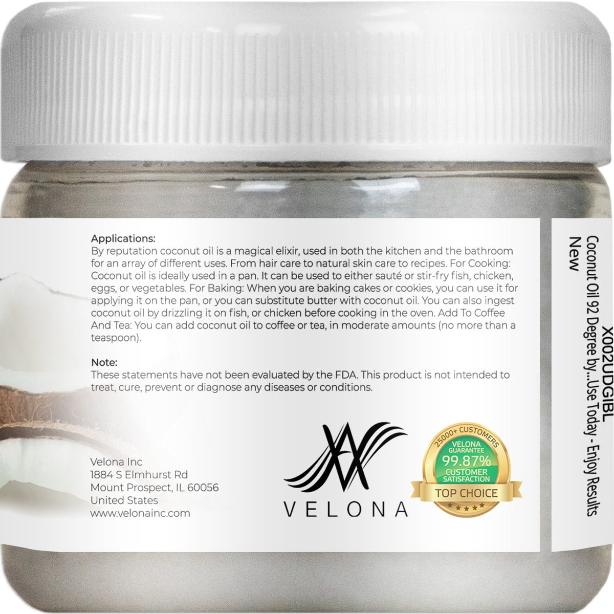 Pure Refined Coconut Oil 92 Degree - Multiple Sizes for Skincare & Cooking