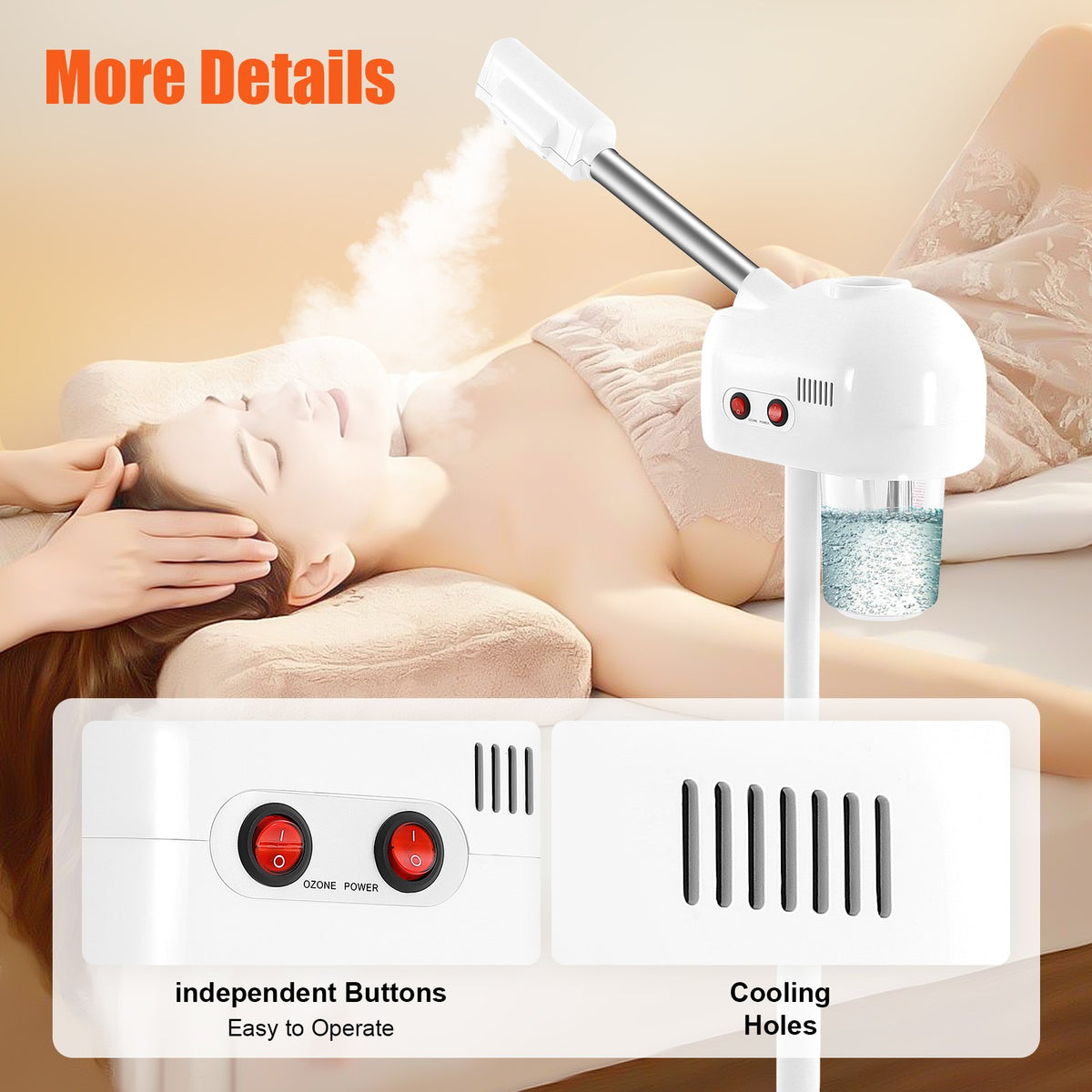 Professional Facial Steamer with Ozone Therapy - White