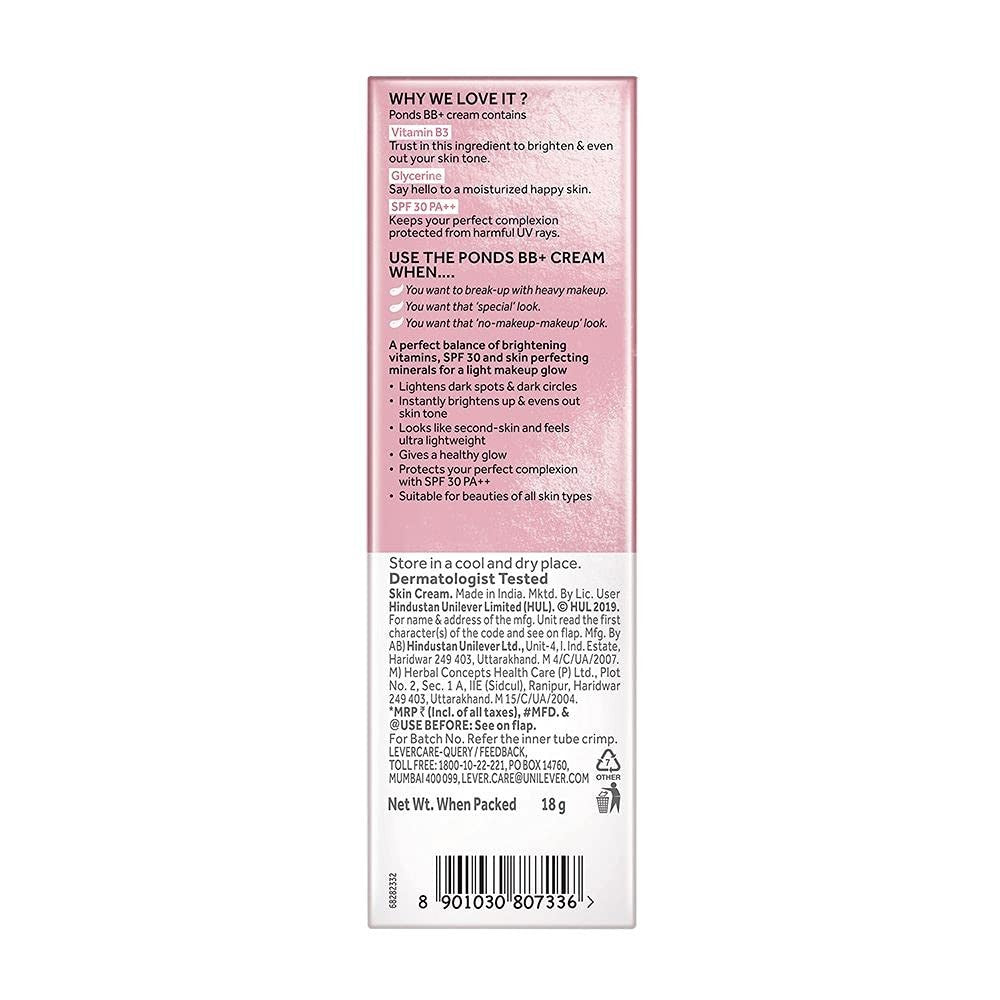 BB Cream Light Coverage SPF 30 PA++ - Natural Shade, 18g Makeup Foundation