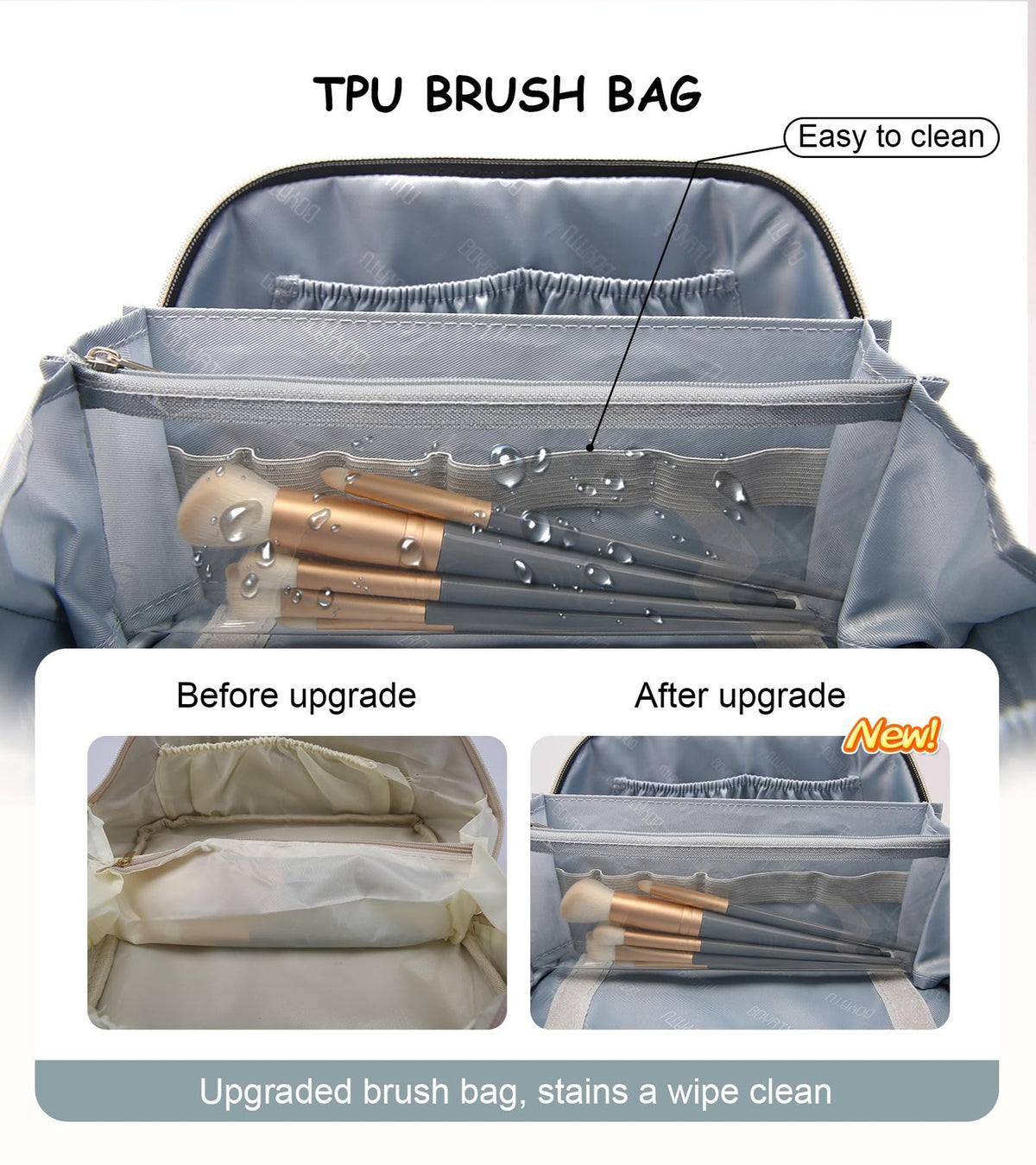 Large Capacity Travel Makeup Bag Set - Waterproof Vegan Leather Cosmetic Organizer with Handle
