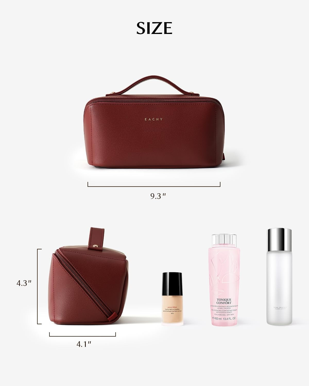 Travel Makeup Bag for Women Medium Red Waterproof Cosmetic Organizer