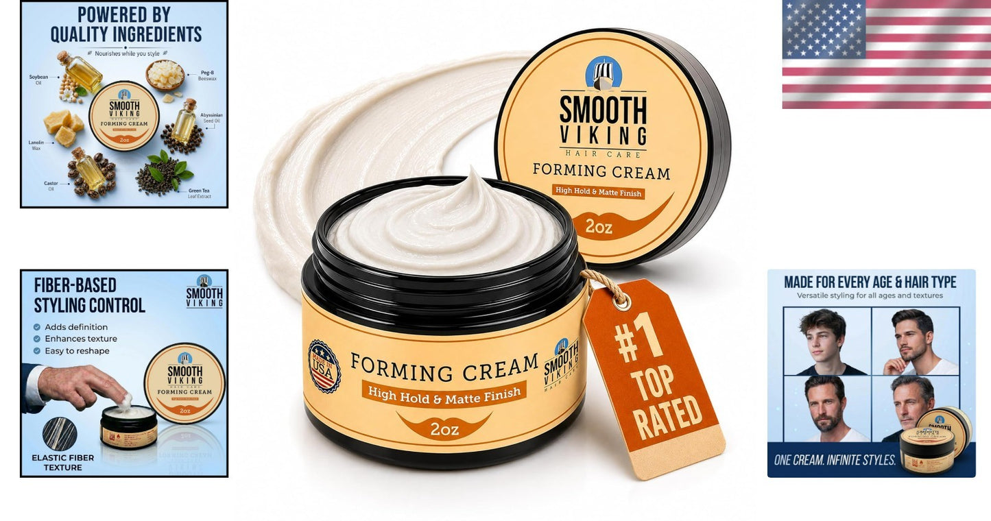 Hydrating Matte Hair Paste - High Hold Men's Styling Cream, 2oz Travel Size