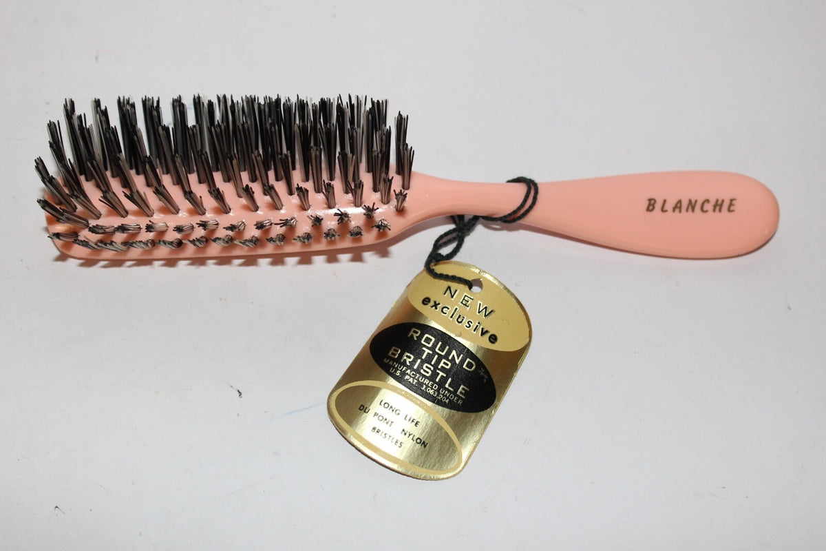 Vintage Pink Hair Brush with DuPont Nylon Bristles - Collectible Antique Vanity Tool