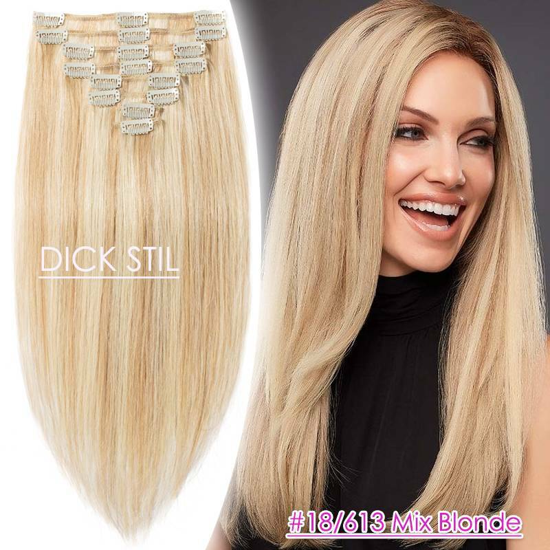 Thick Double Weft Clip-In Human Hair Extensions - Full Head Set