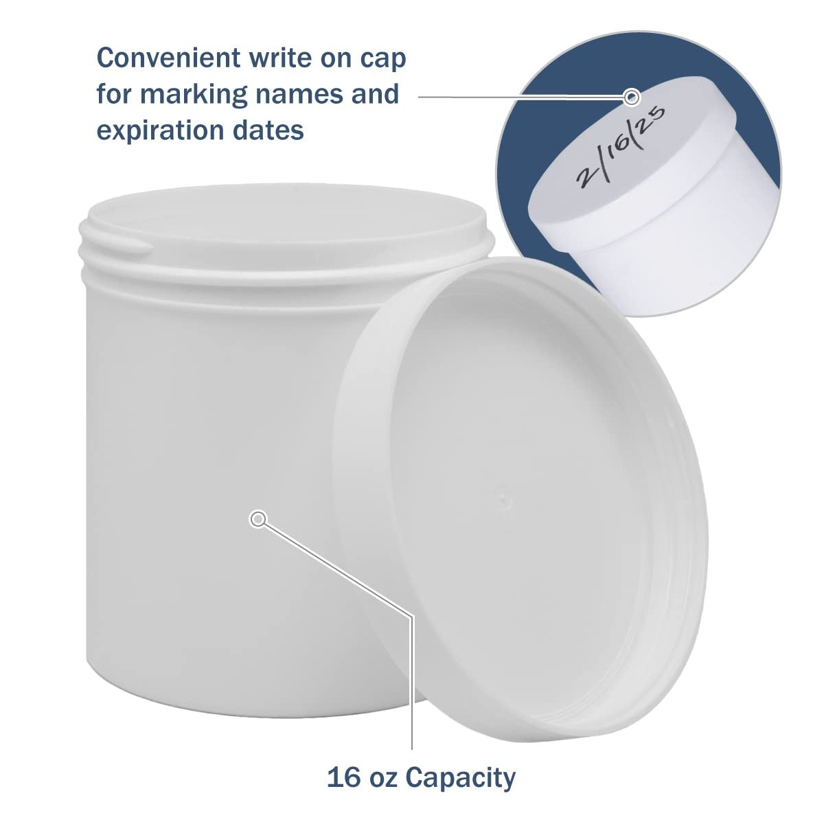 Leak-Proof 16oz Cream and Balm Jars - Pack of 12 White Storage Containers