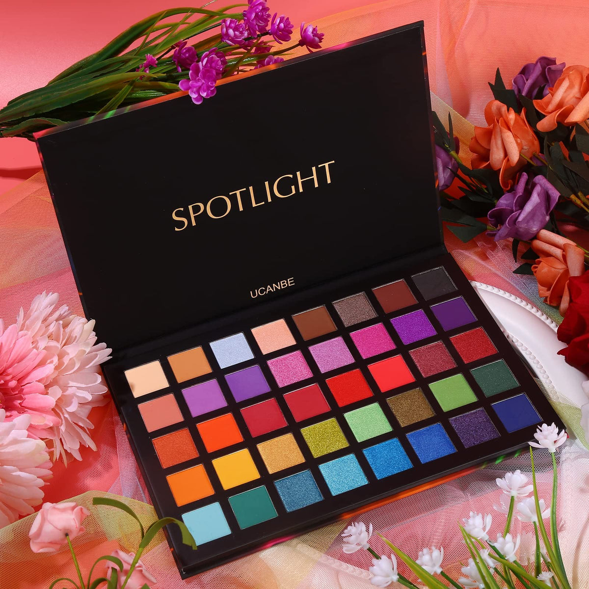 UCANBE Spotlight Eyeshadow Palette 40 Colors - Long-Wear, Pigmented, Crease-Resistant Makeup