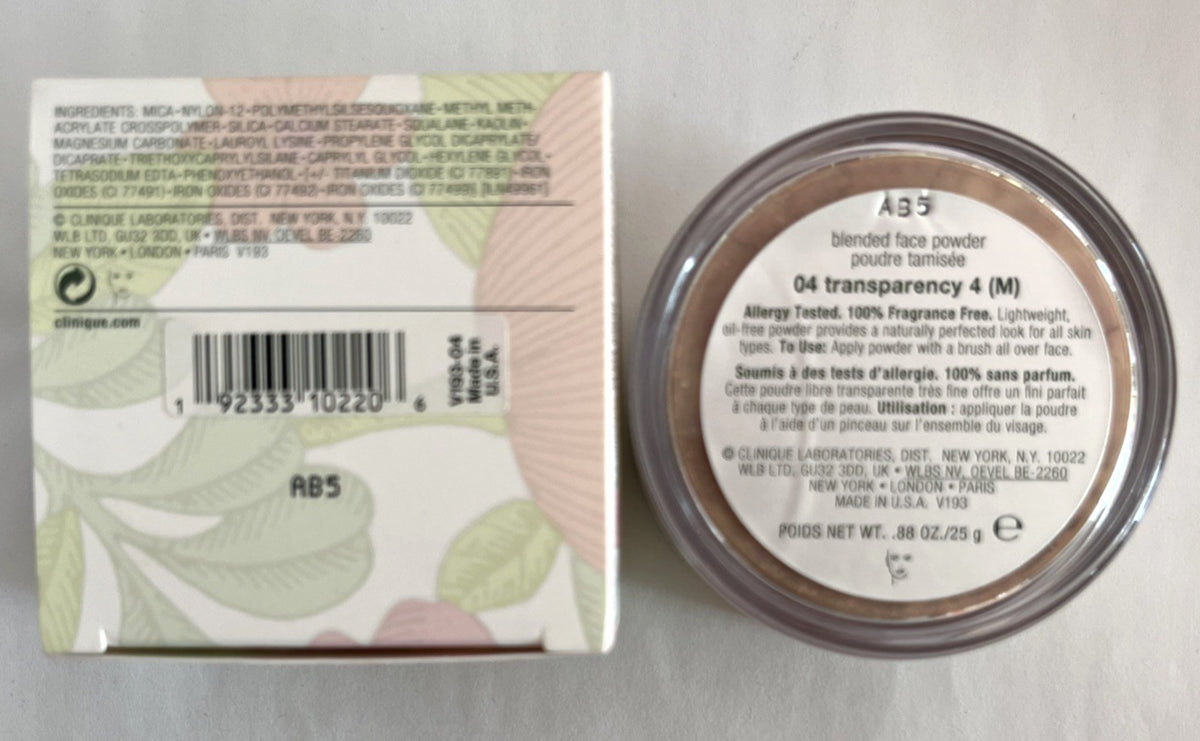 Clinique Blended Face Powder in 04 Transparency - 0.88 oz for All Skin Types