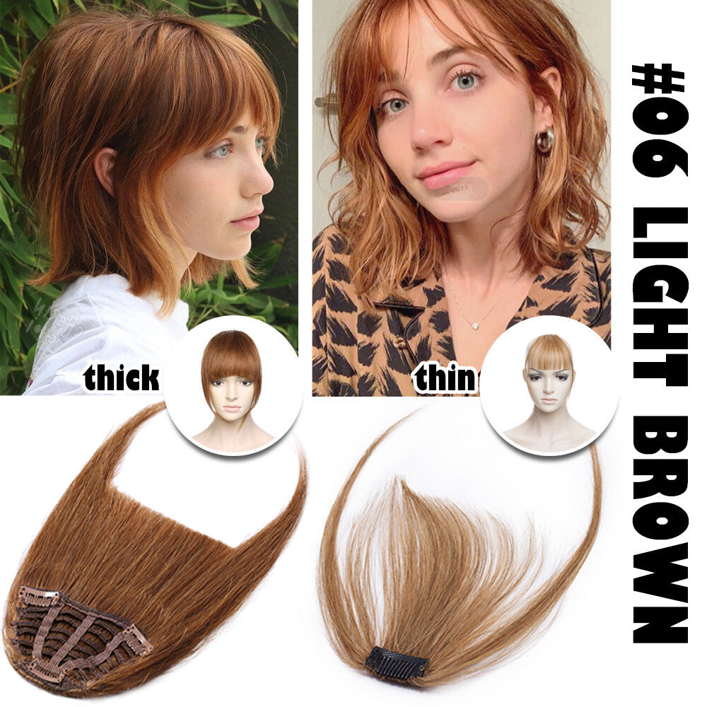 Clip-In Thick Fringe Bang Hair Extensions for Women - Remy Human Hair