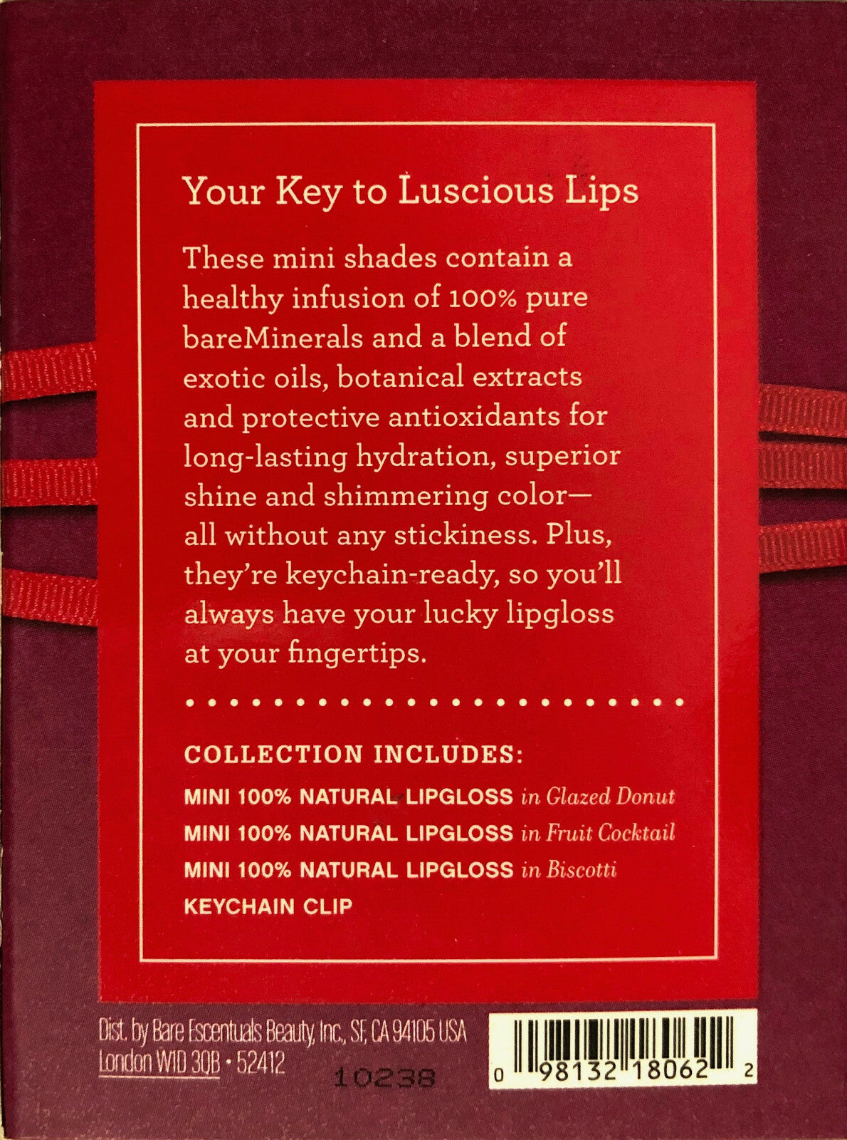 Lip Gloss Set with Keychain - Natural Mini Lip Gloss Trio